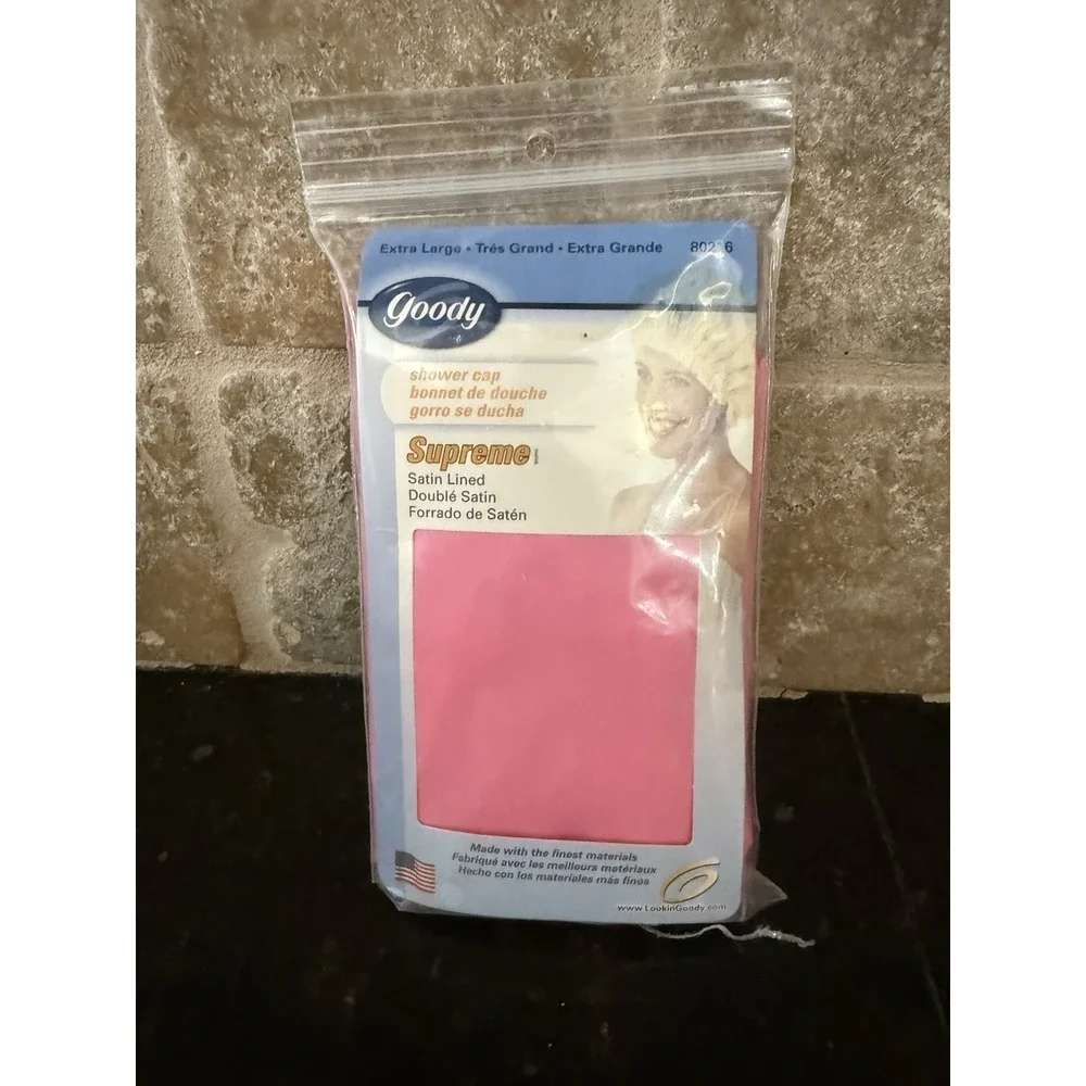 Vintage 2000 Y2K Goody Satin Lined Pink Shower Cap‎ X-Large Size Sealed